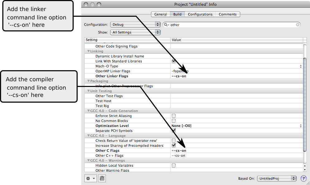 "Compiler and Linker flags"