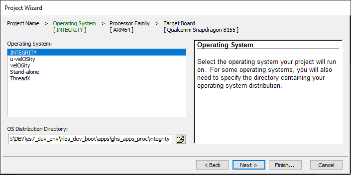 "Project creation window dialog."