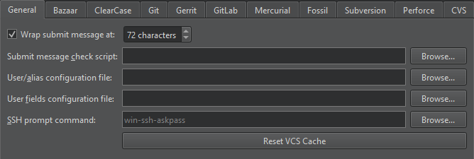{General tab in Version Control preferences}