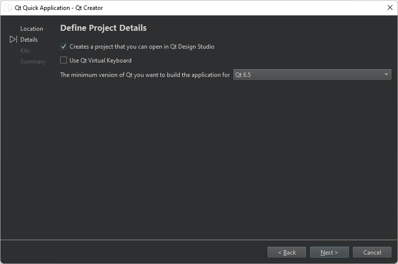 {Define Project Details dialog}