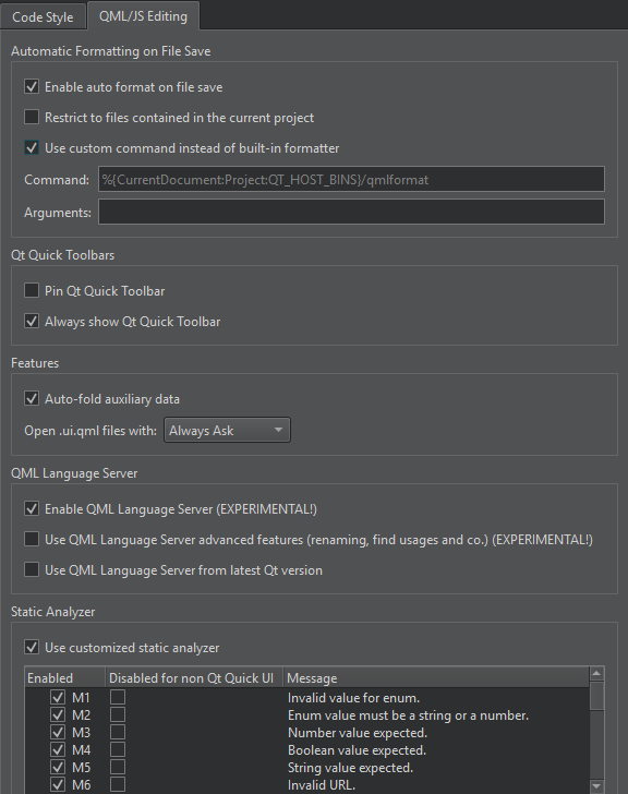 {QML/JS Editing preferences}