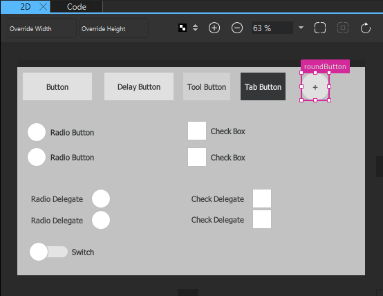 "Button controls in the 2D view"