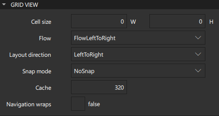 "Grid View properties"