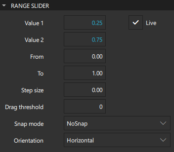 "Range slider properties"