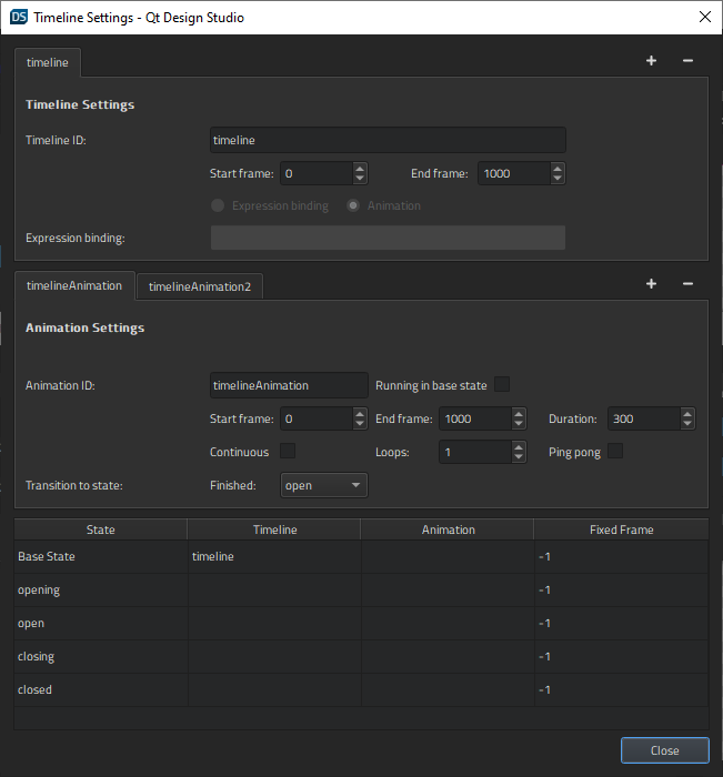 "Side menu timeline settings"