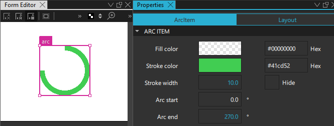 "Arc properties"