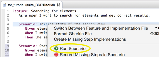 "Execute one Scenario from Feature"