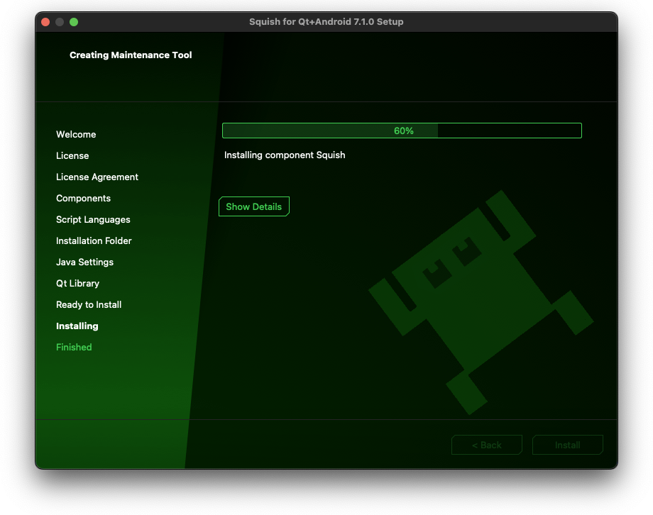 "Squish setup program installing a package"