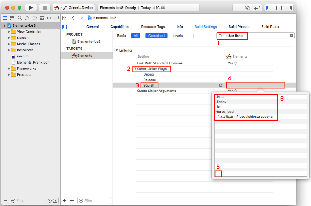 "Extend the linker flags for the Squish configuration"