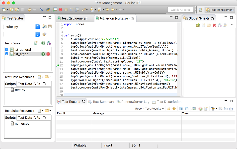 "The tst_argon test case with a breakpoint"