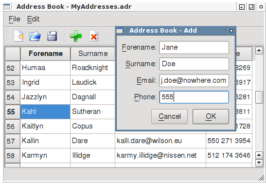 "The Qt addressbook example"