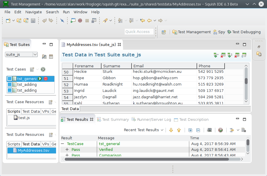 "Squish with some imported test data"