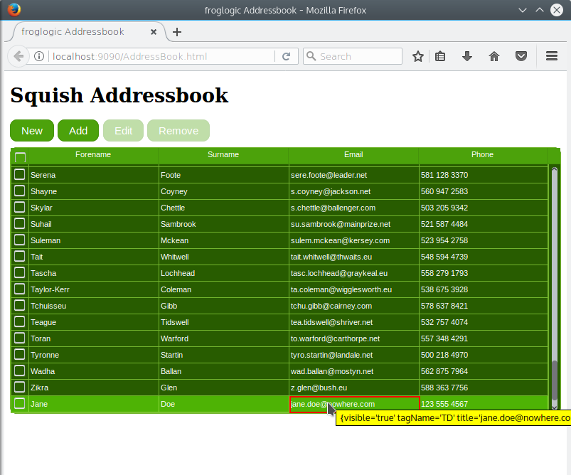 "Picking an object to verify in the Application Objects view"